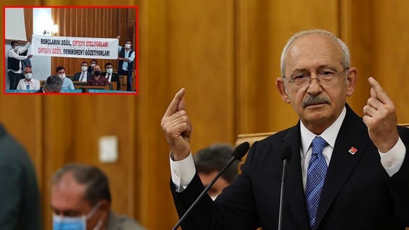 CHP Grup Toplantısı`nda Kılıçdaroğlu`na sözünü kestiren pankart! Herkes dönüp baktı