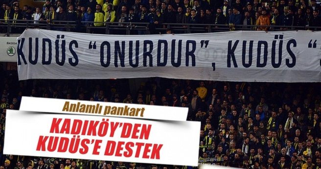 Fenerbahçeli taraftarlardan pankartla Filistin`e destek