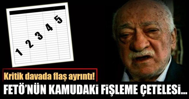 FETÖ`NÜN KAMUDAKİ `FİŞLEME` ÇETELESİ DEŞİFRE OLDU