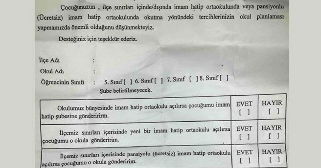 İmam hatip anketi tepki çekti