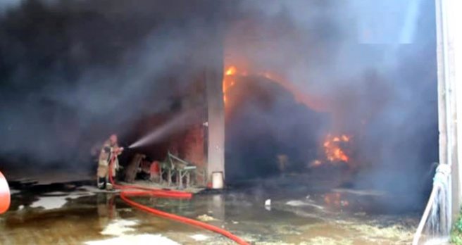 İzmir Saman Deposunda Korkutan Yangın