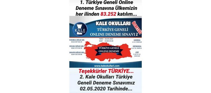 Kale Okulları?ndan Türkiye Geneli Online Deneme Sınavı