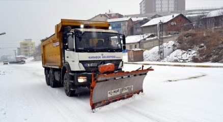 Karabük?te kar mücadelesi