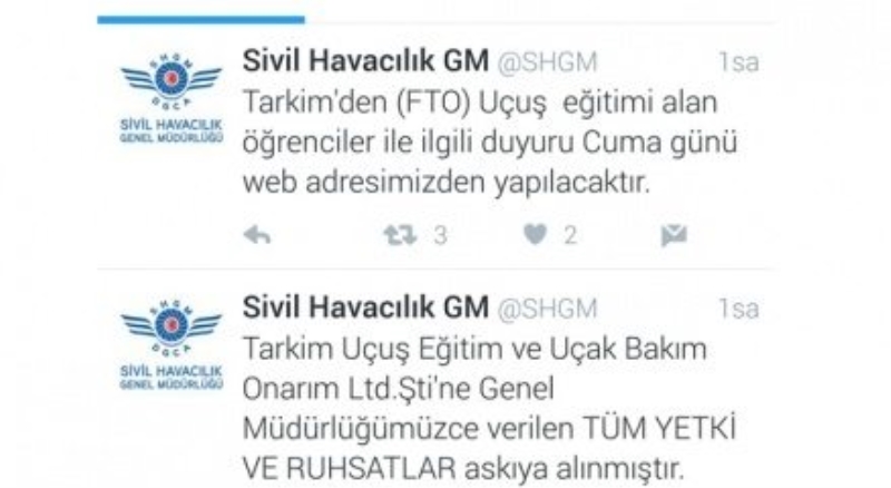 Tarkim Havacılık?ın lisansları askıya alındı