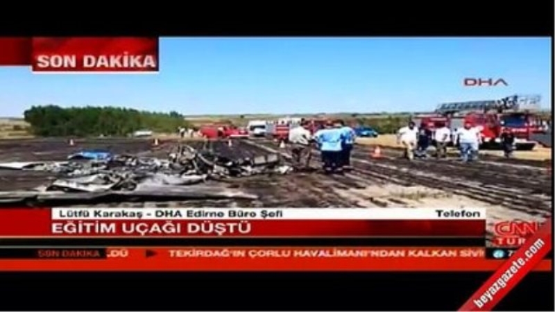 Tekirdağ`ı Çorlu`da Eğitim Uçağı Düştü!