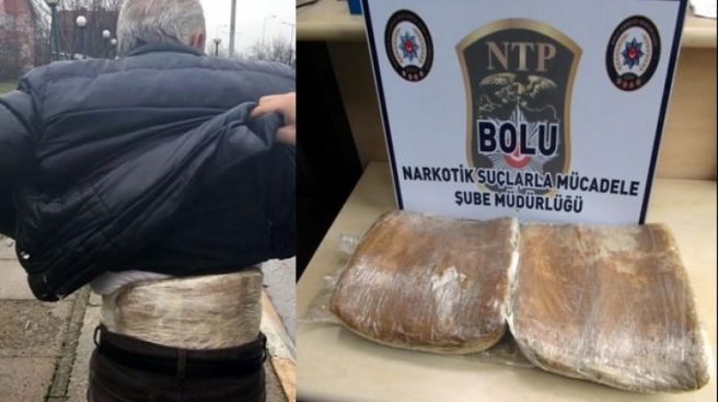 Yolcunun beline sarılı 3 kilo esrar ele geçirildi